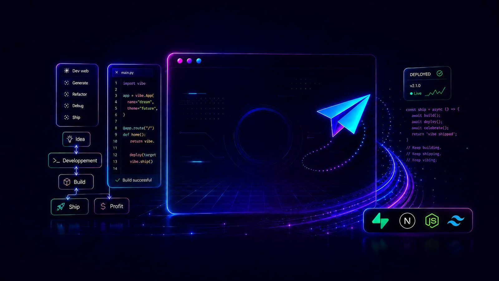 Interface futuriste représentant notre processus de création et de gestion de sites web